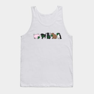 Five Animals Holding Shamrocks for St Patricks Day Tank Top